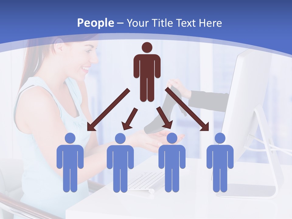 A Woman Is Putting A Shoe On A Computer Screen PowerPoint Template