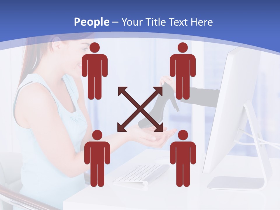 A Woman Is Putting A Shoe On A Computer Screen PowerPoint Template