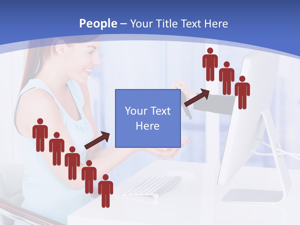 A Woman Is Putting A Shoe On A Computer Screen PowerPoint Template