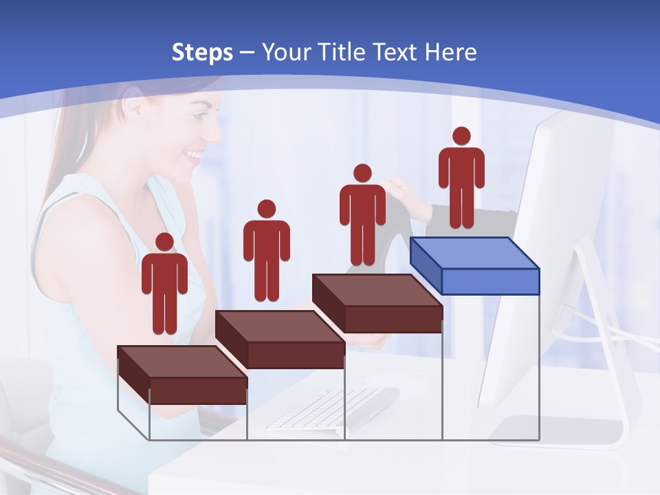 A Woman Is Putting A Shoe On A Computer Screen PowerPoint Template