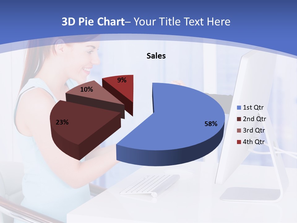 A Woman Is Putting A Shoe On A Computer Screen PowerPoint Template