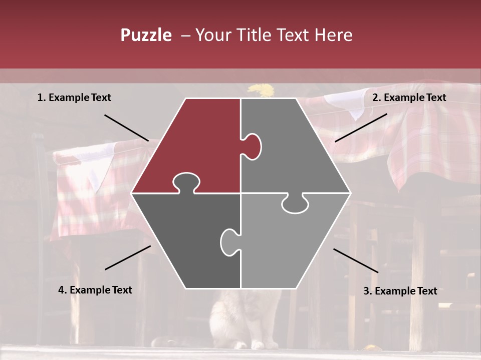 A Cat Sitting On The Ground In Front Of A Table PowerPoint Template