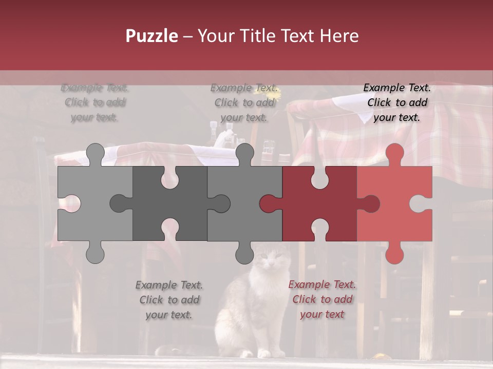 A Cat Sitting On The Ground In Front Of A Table PowerPoint Template