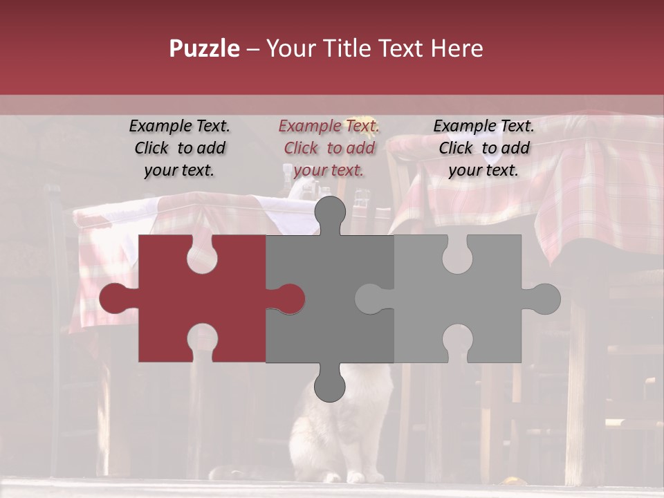 A Cat Sitting On The Ground In Front Of A Table PowerPoint Template