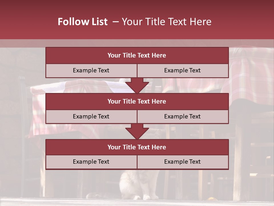 A Cat Sitting On The Ground In Front Of A Table PowerPoint Template