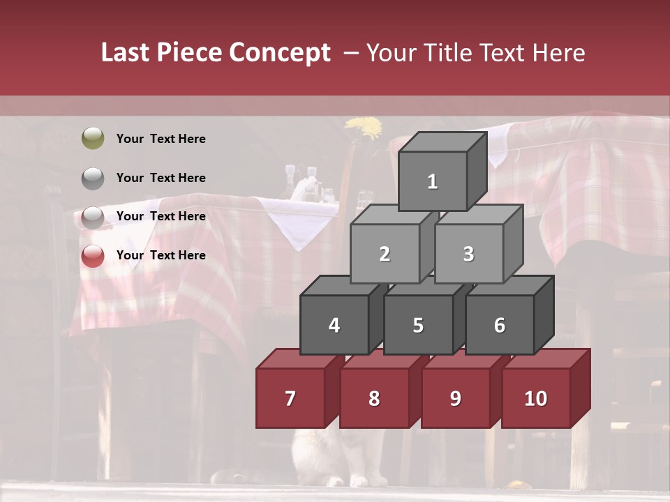 A Cat Sitting On The Ground In Front Of A Table PowerPoint Template