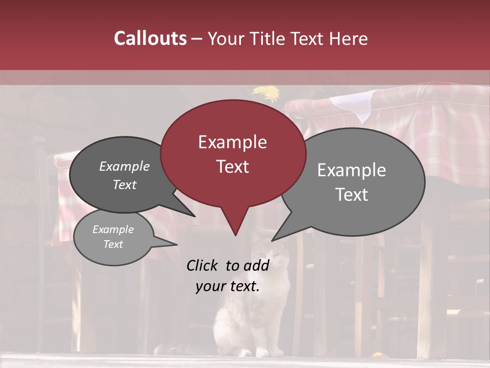 A Cat Sitting On The Ground In Front Of A Table PowerPoint Template