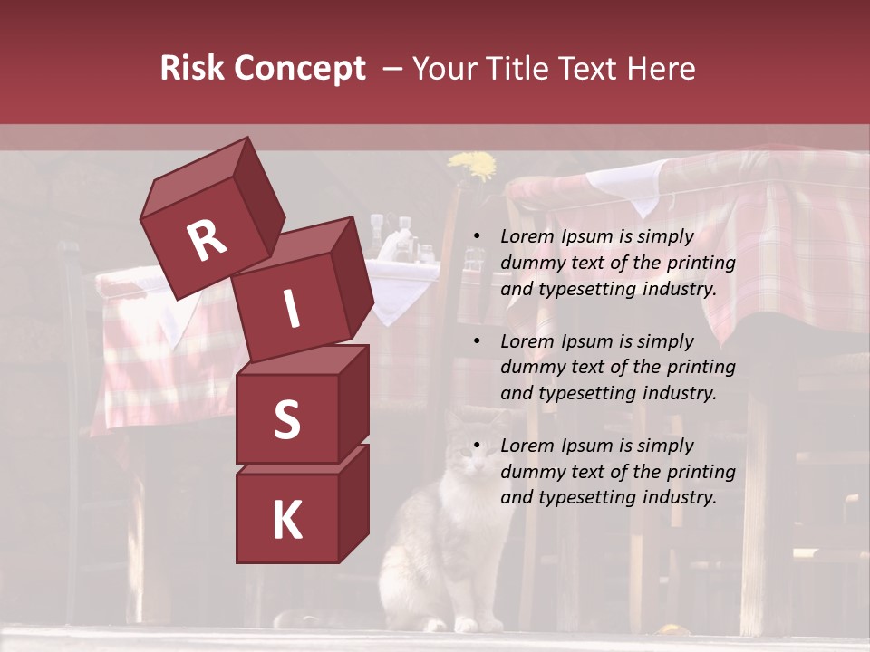 A Cat Sitting On The Ground In Front Of A Table PowerPoint Template