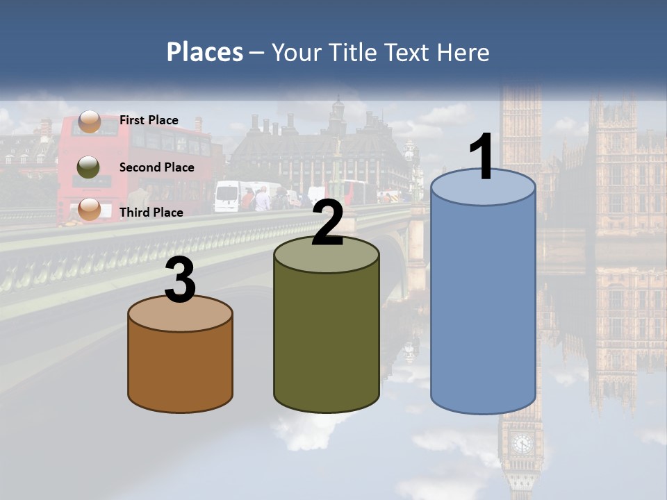 A Red Double Decker Bus Driving Over A Bridge PowerPoint Template