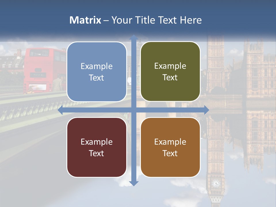 A Red Double Decker Bus Driving Over A Bridge PowerPoint Template