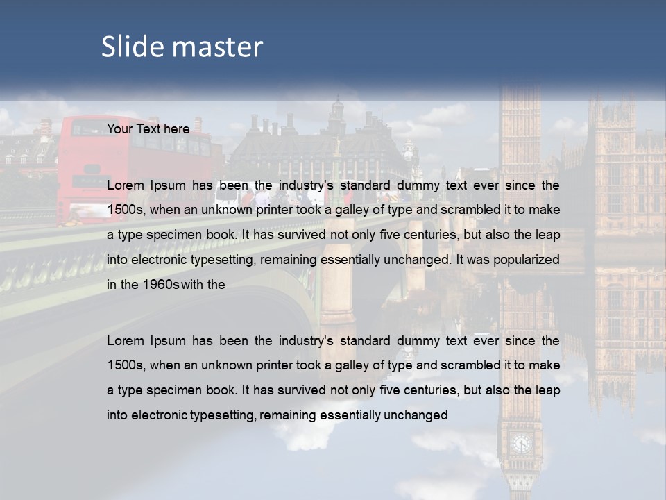 A Red Double Decker Bus Driving Over A Bridge PowerPoint Template