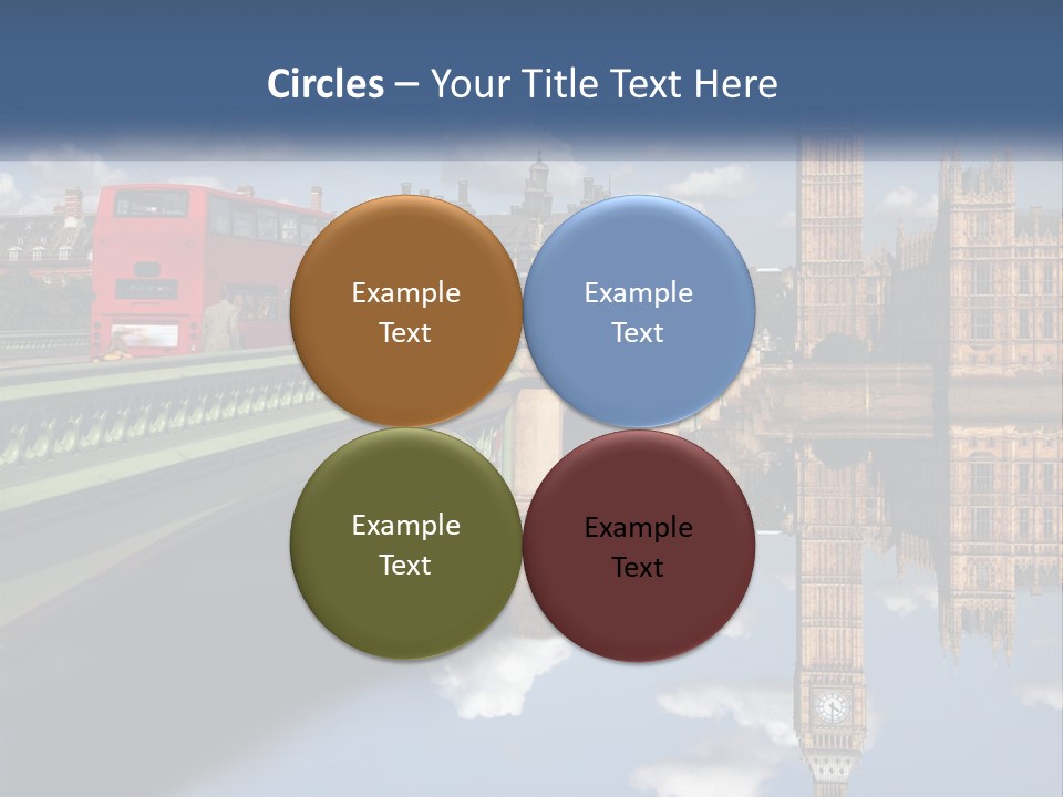 A Red Double Decker Bus Driving Over A Bridge PowerPoint Template