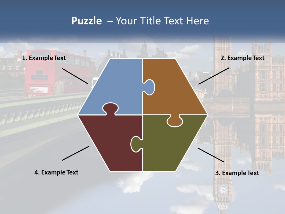 A Red Double Decker Bus Driving Over A Bridge PowerPoint Template