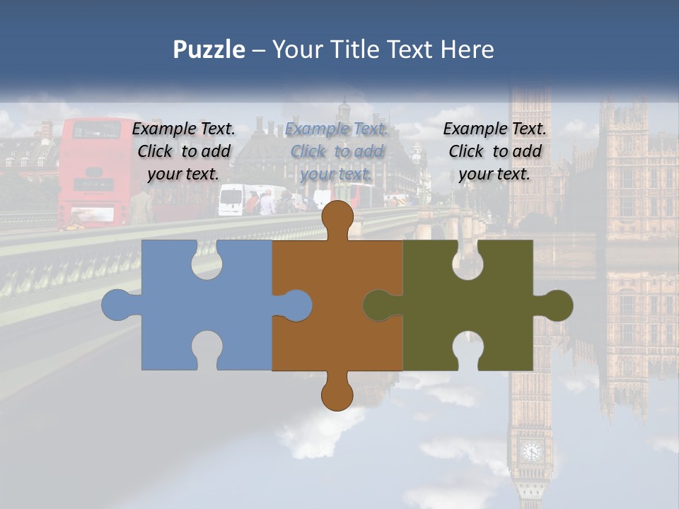 A Red Double Decker Bus Driving Over A Bridge PowerPoint Template