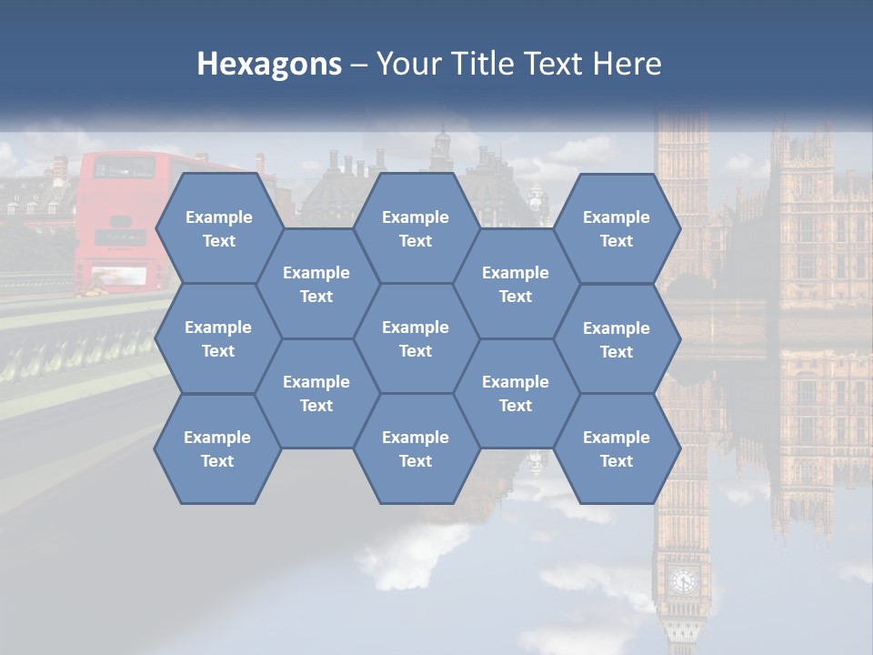 A Red Double Decker Bus Driving Over A Bridge PowerPoint Template