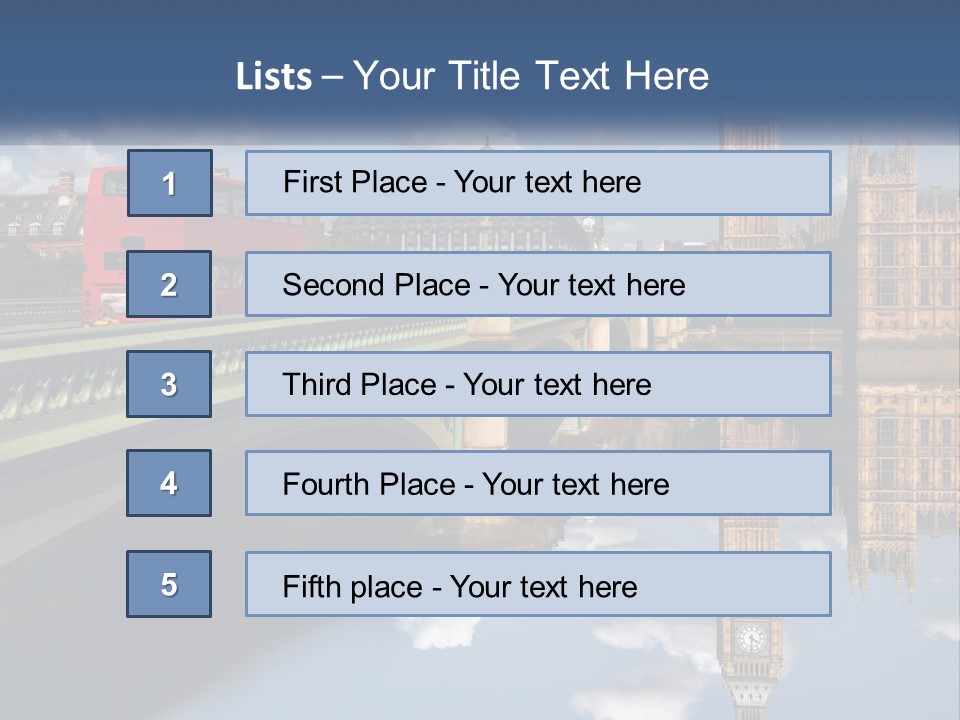 A Red Double Decker Bus Driving Over A Bridge PowerPoint Template
