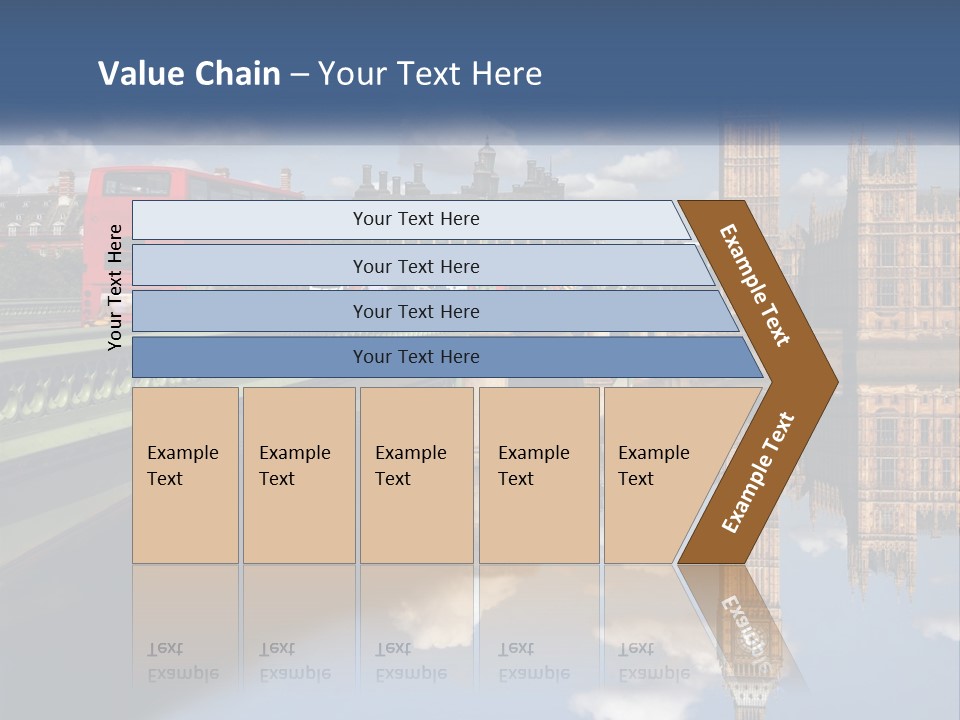 A Red Double Decker Bus Driving Over A Bridge PowerPoint Template