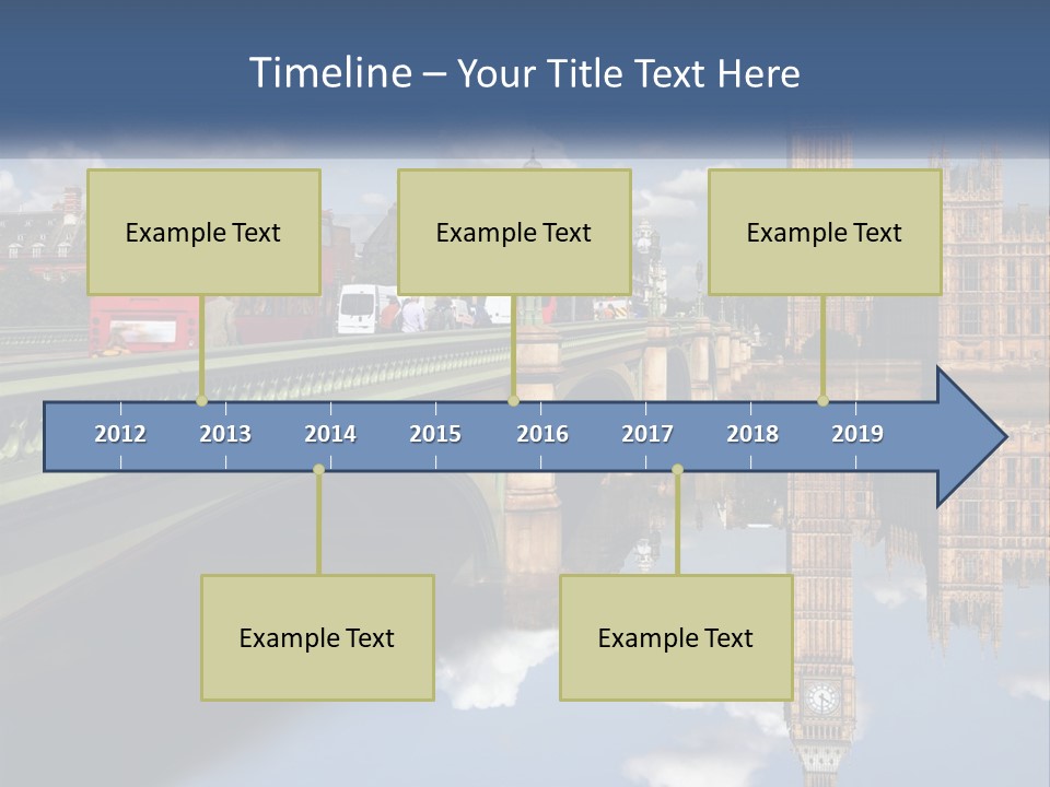 A Red Double Decker Bus Driving Over A Bridge PowerPoint Template