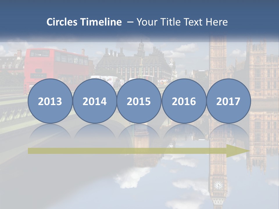 A Red Double Decker Bus Driving Over A Bridge PowerPoint Template