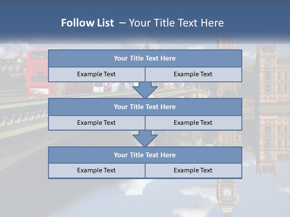 A Red Double Decker Bus Driving Over A Bridge PowerPoint Template