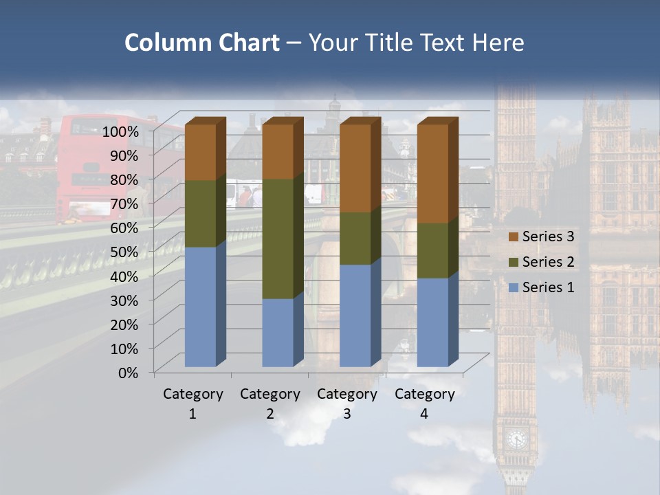A Red Double Decker Bus Driving Over A Bridge PowerPoint Template