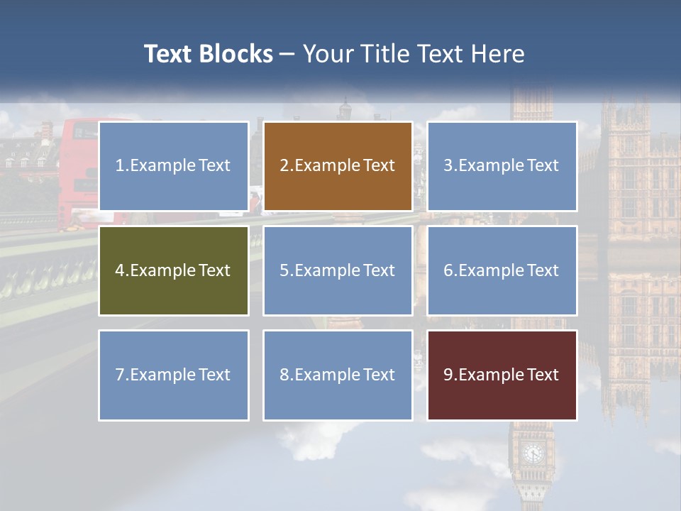 A Red Double Decker Bus Driving Over A Bridge PowerPoint Template