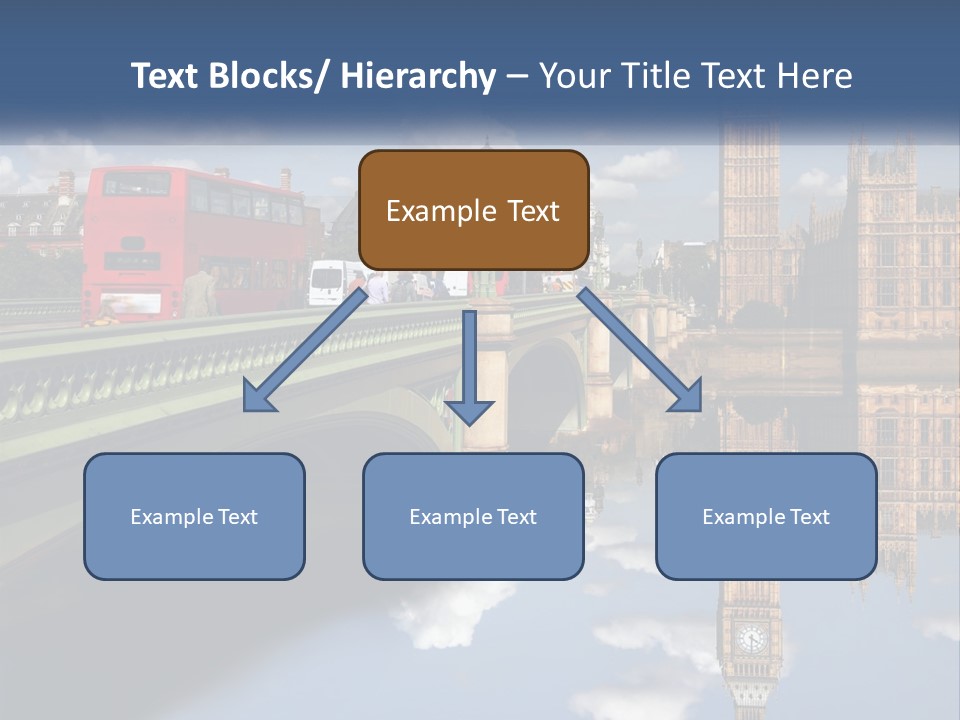 A Red Double Decker Bus Driving Over A Bridge PowerPoint Template