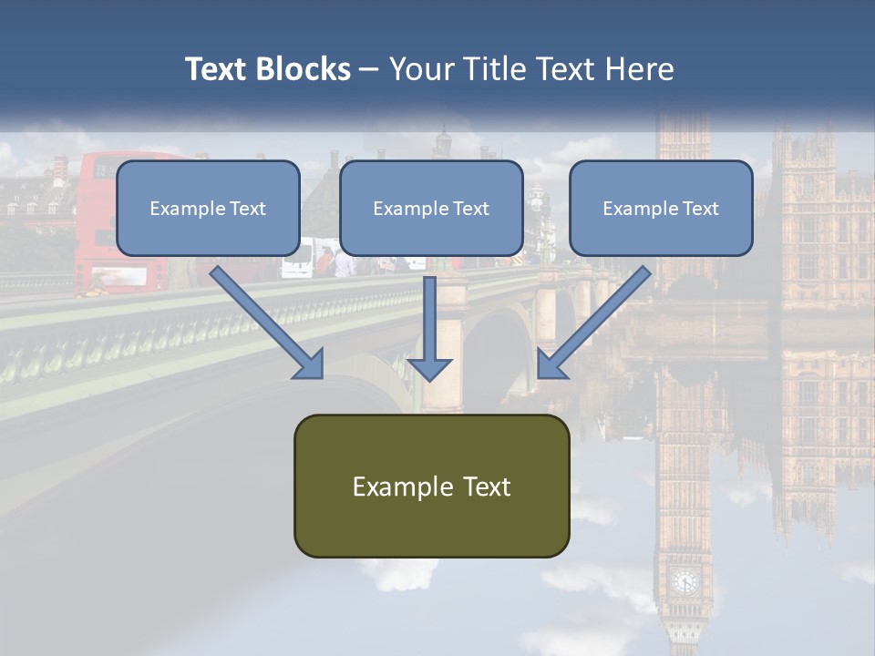 A Red Double Decker Bus Driving Over A Bridge PowerPoint Template