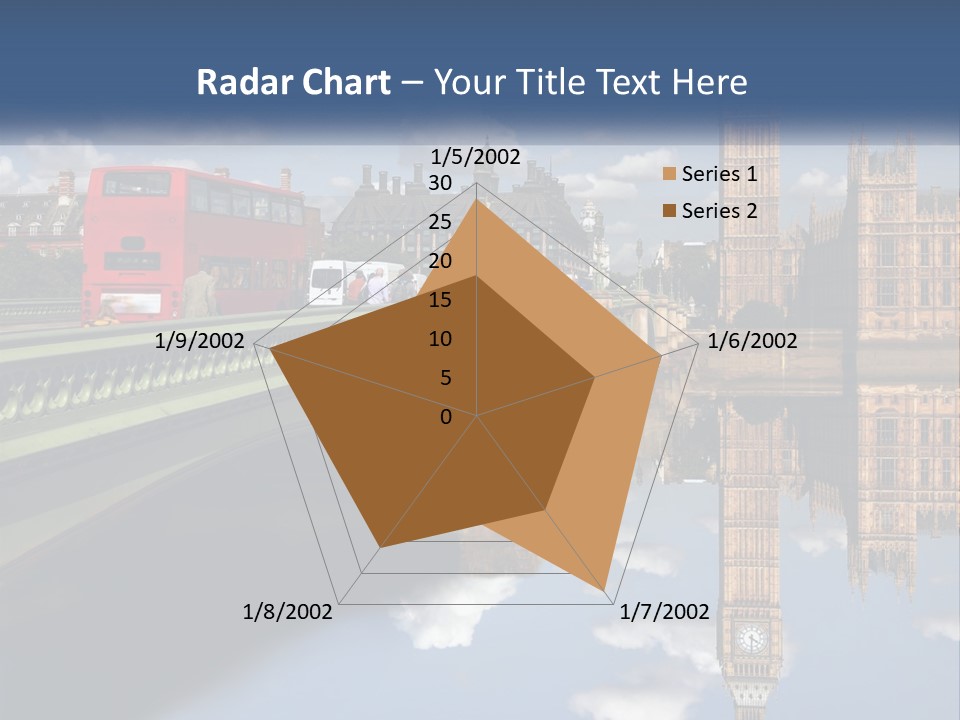 A Red Double Decker Bus Driving Over A Bridge PowerPoint Template