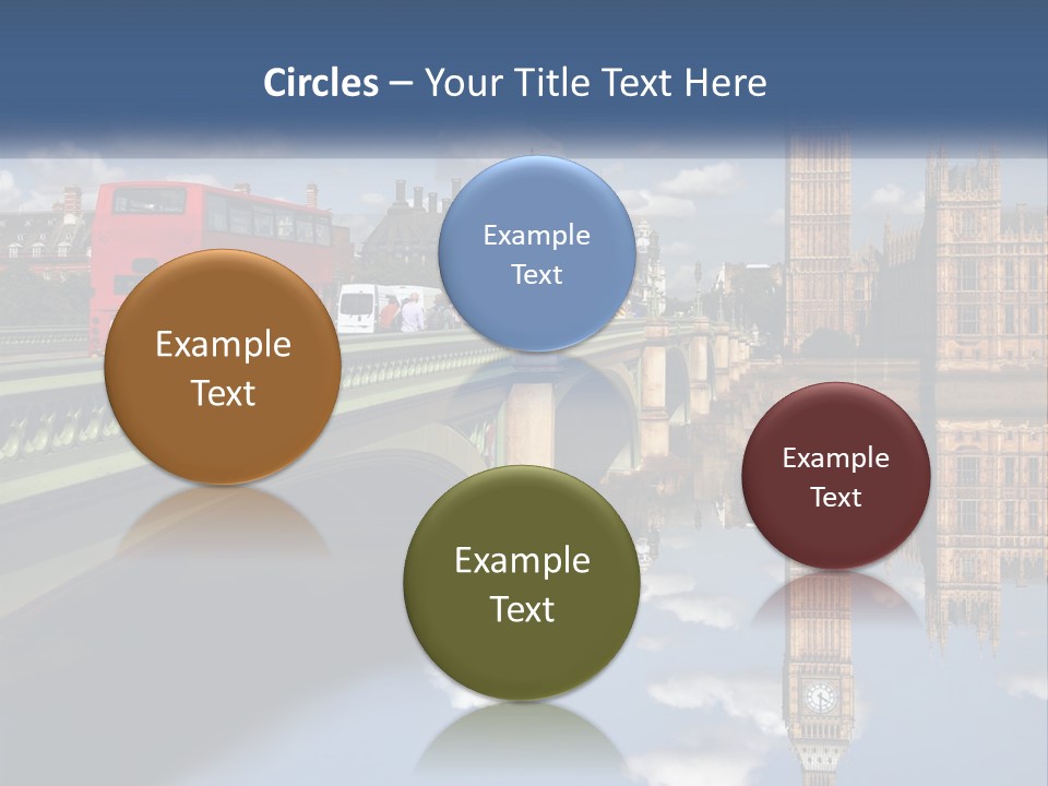 A Red Double Decker Bus Driving Over A Bridge PowerPoint Template