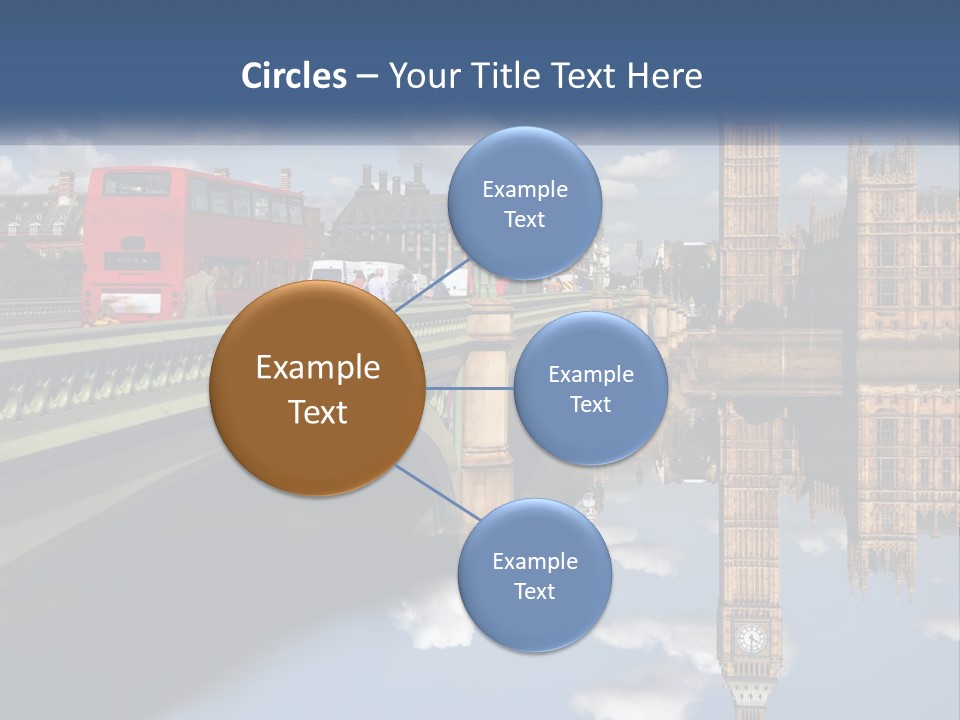 A Red Double Decker Bus Driving Over A Bridge PowerPoint Template