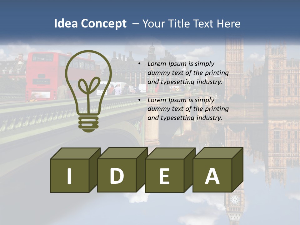 A Red Double Decker Bus Driving Over A Bridge PowerPoint Template