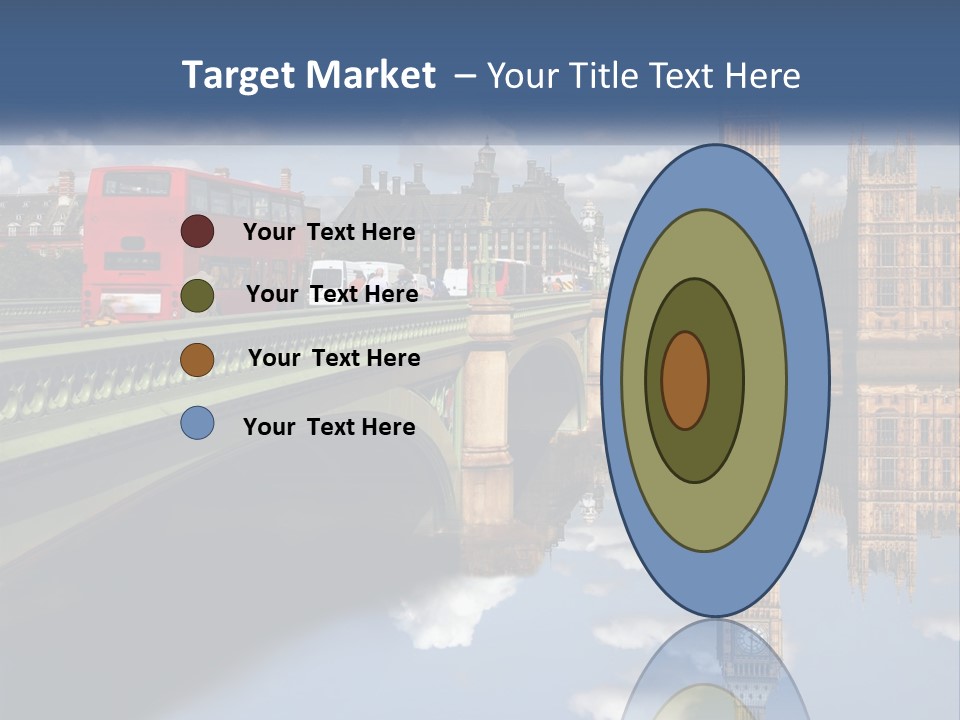 A Red Double Decker Bus Driving Over A Bridge PowerPoint Template