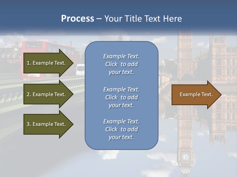 A Red Double Decker Bus Driving Over A Bridge PowerPoint Template