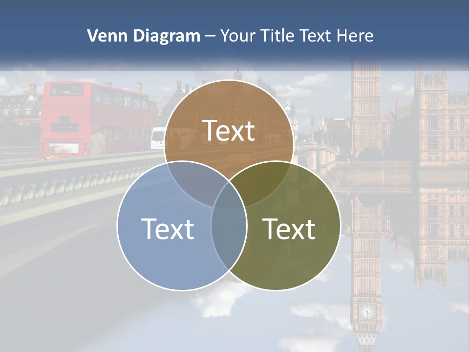 A Red Double Decker Bus Driving Over A Bridge PowerPoint Template