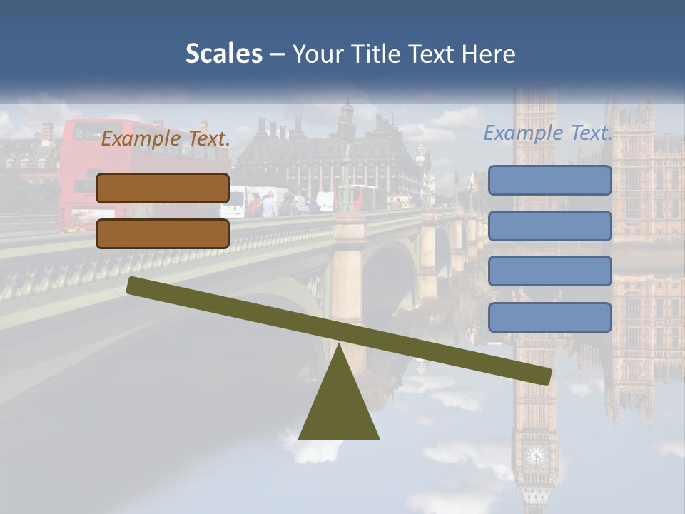 A Red Double Decker Bus Driving Over A Bridge PowerPoint Template