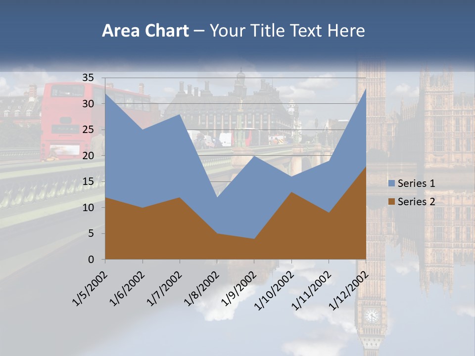 A Red Double Decker Bus Driving Over A Bridge PowerPoint Template