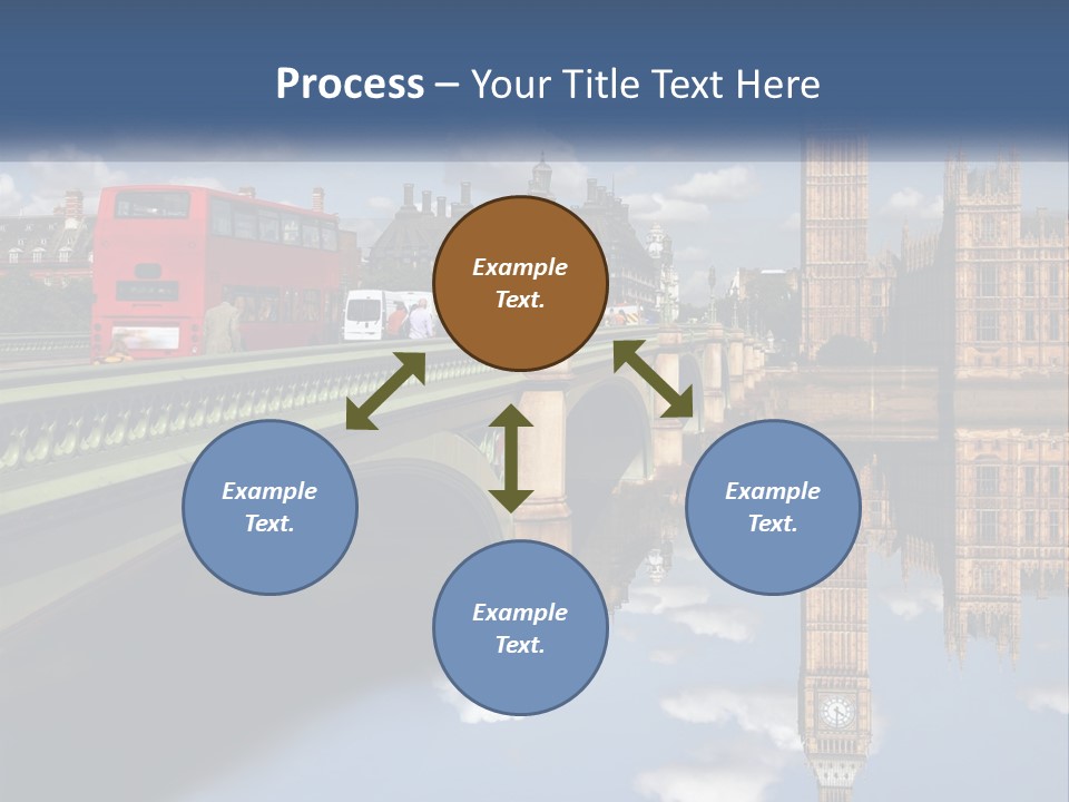 A Red Double Decker Bus Driving Over A Bridge PowerPoint Template
