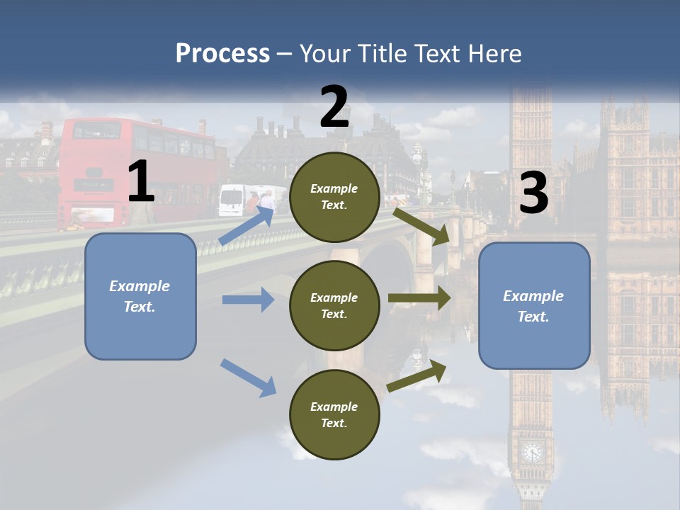 A Red Double Decker Bus Driving Over A Bridge PowerPoint Template