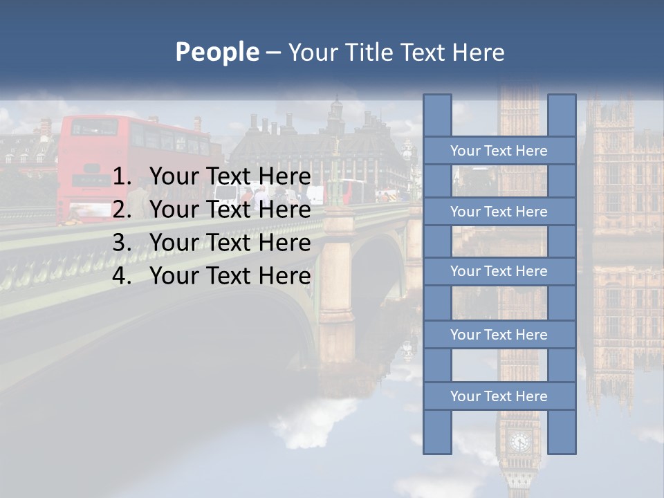 A Red Double Decker Bus Driving Over A Bridge PowerPoint Template