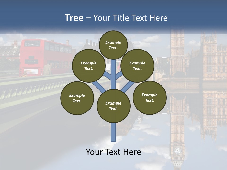 A Red Double Decker Bus Driving Over A Bridge PowerPoint Template