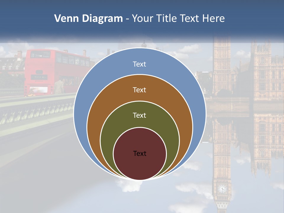 A Red Double Decker Bus Driving Over A Bridge PowerPoint Template