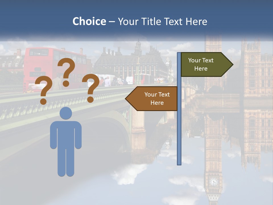 A Red Double Decker Bus Driving Over A Bridge PowerPoint Template