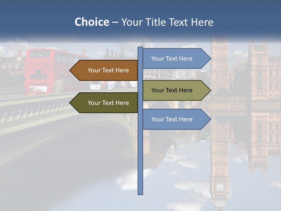 A Red Double Decker Bus Driving Over A Bridge PowerPoint Template