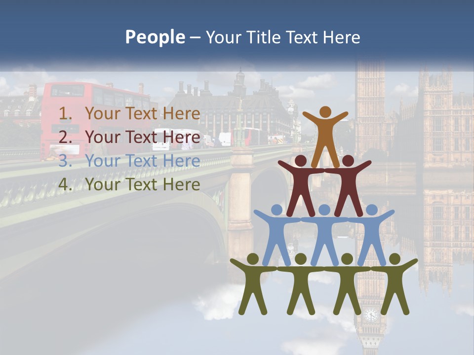 A Red Double Decker Bus Driving Over A Bridge PowerPoint Template