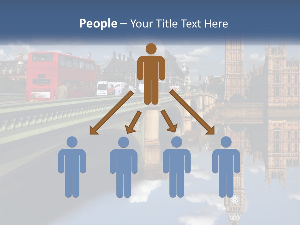 A Red Double Decker Bus Driving Over A Bridge PowerPoint Template