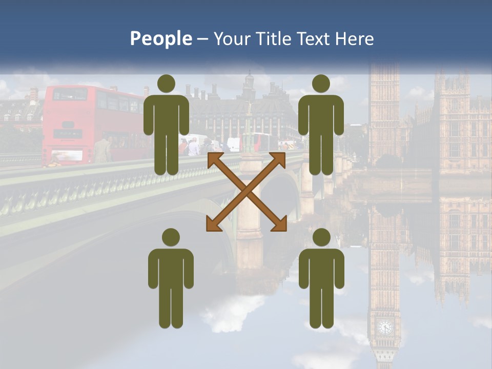 A Red Double Decker Bus Driving Over A Bridge PowerPoint Template