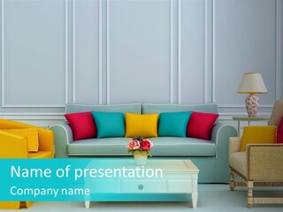 A Living Room With Couches, Chairs And A Coffee Table PowerPoint Template