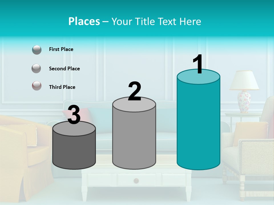 A Living Room With Couches, Chairs And A Coffee Table PowerPoint Template