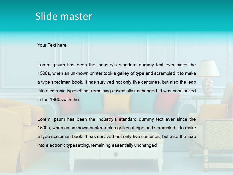 A Living Room With Couches, Chairs And A Coffee Table PowerPoint Template